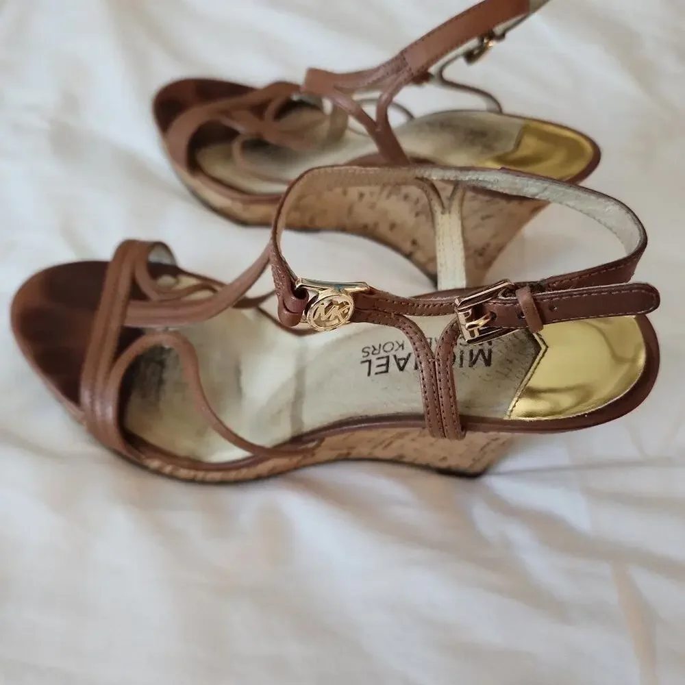 Michael Kors Wedge Sandals Leather Straps